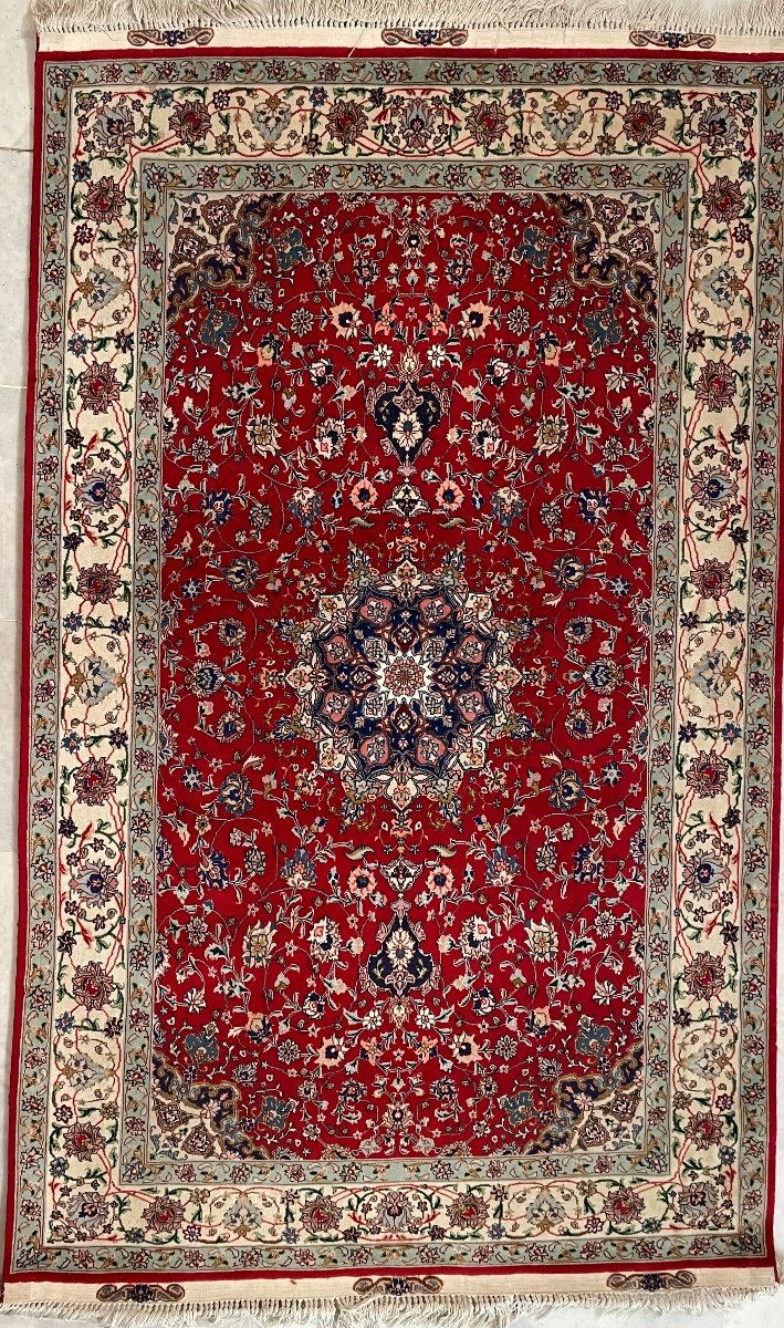 Tapis Tabriz Iran Chaînes Soie 