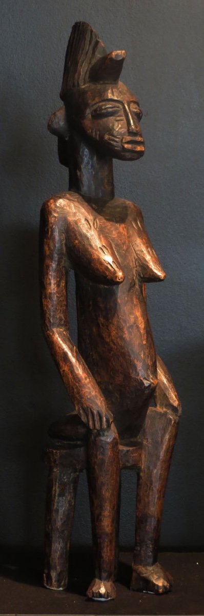 [art Premier Afrique Cote d'Ivoire Maternite] Scuplture Senoufo En Bois. Ht : 54cm.