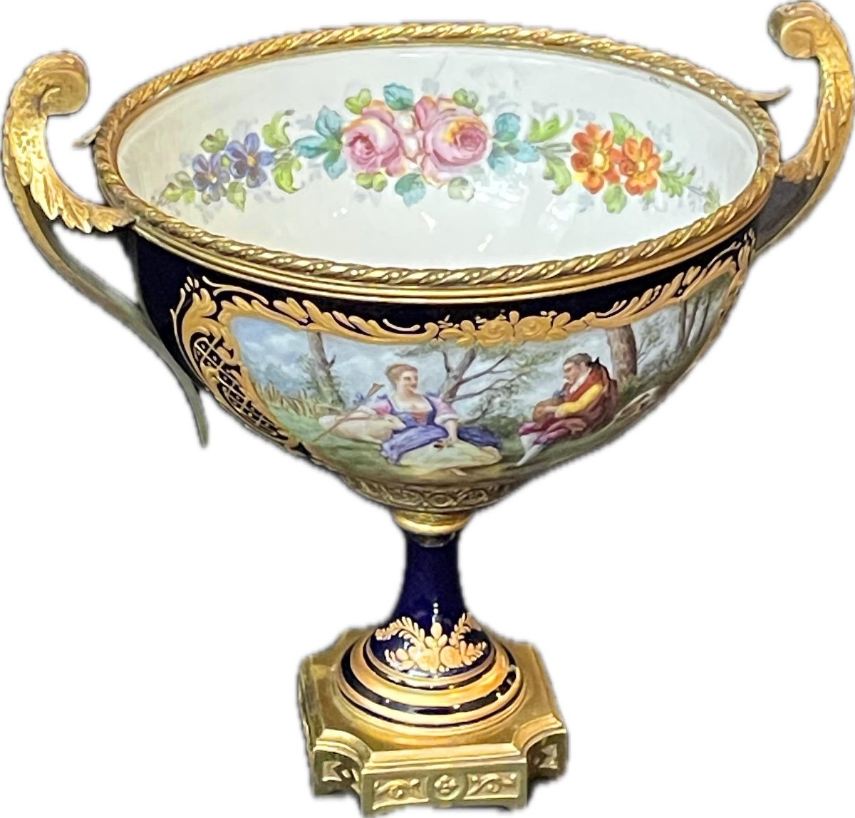 [sevres] Bronze Cup / Centerpiece Mounted Signed Garnier. Late 19th Century.-photo-2