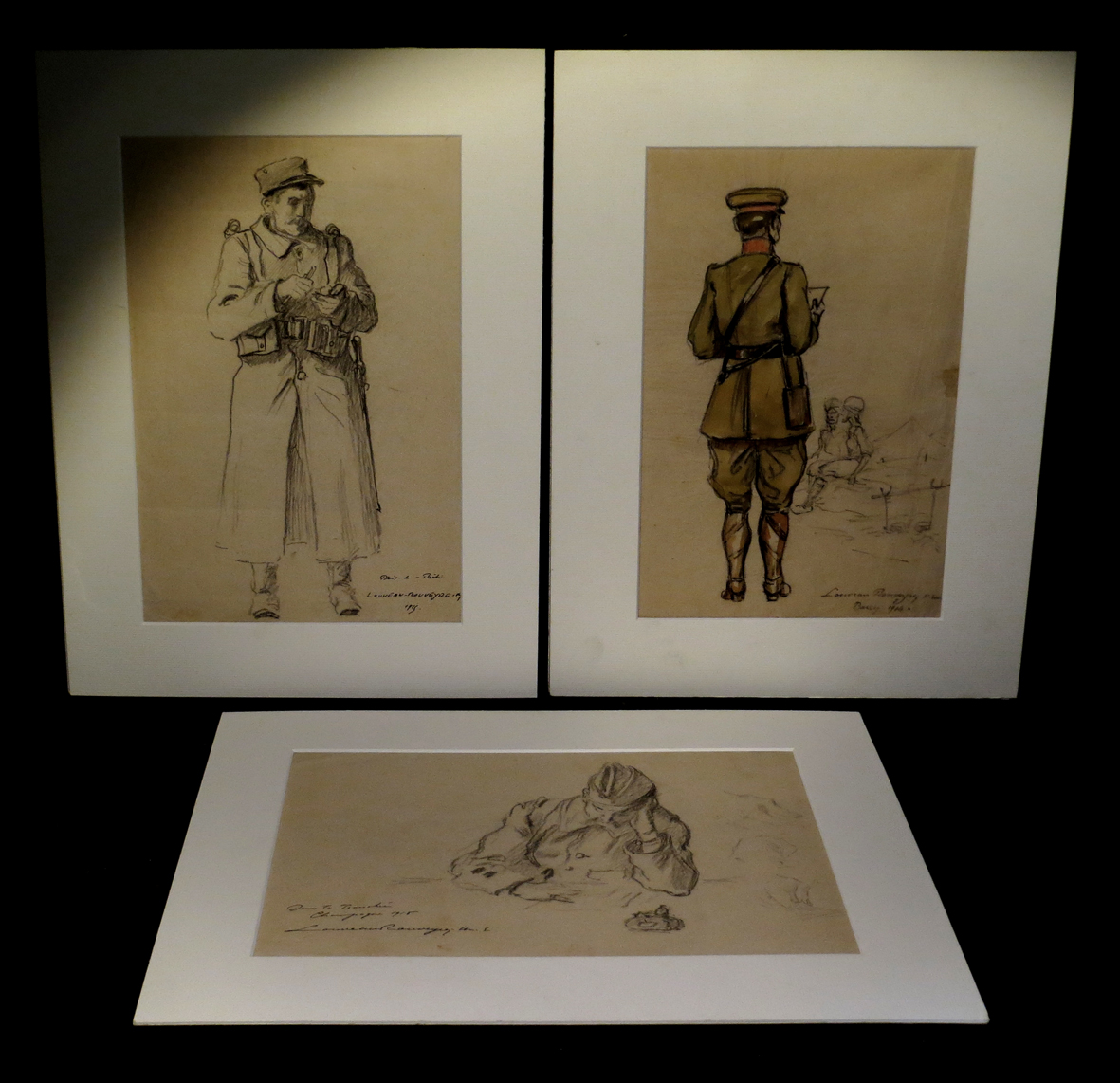 [war Hairy Slices] Louveau Rouveyre - Suite 6 Original Drawings, Signed.