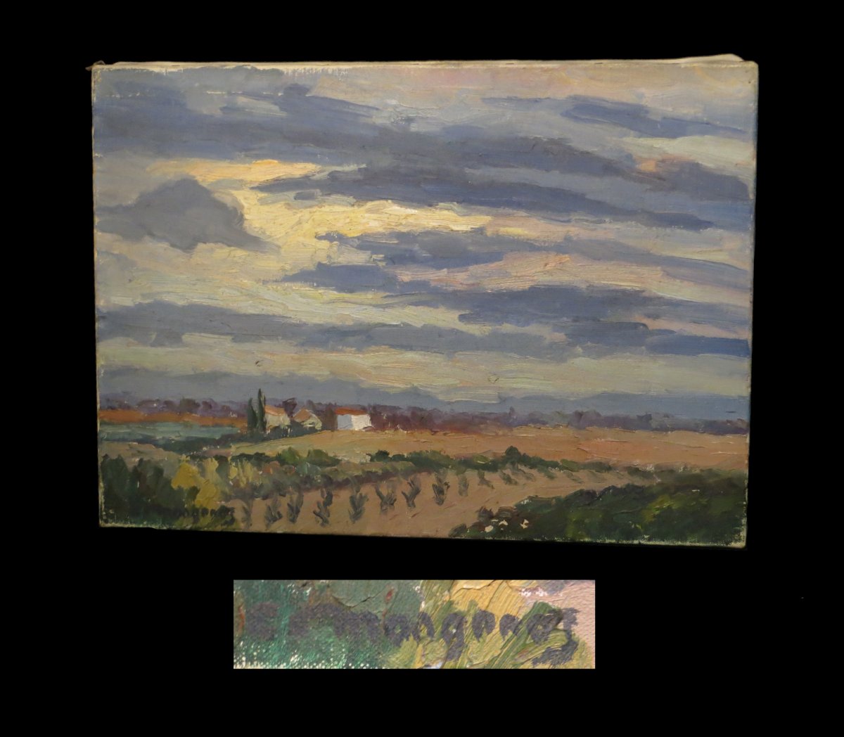 [hst] Mangenot (emile) - Huile Sur Toile, Signée : Paysage De Plaine.