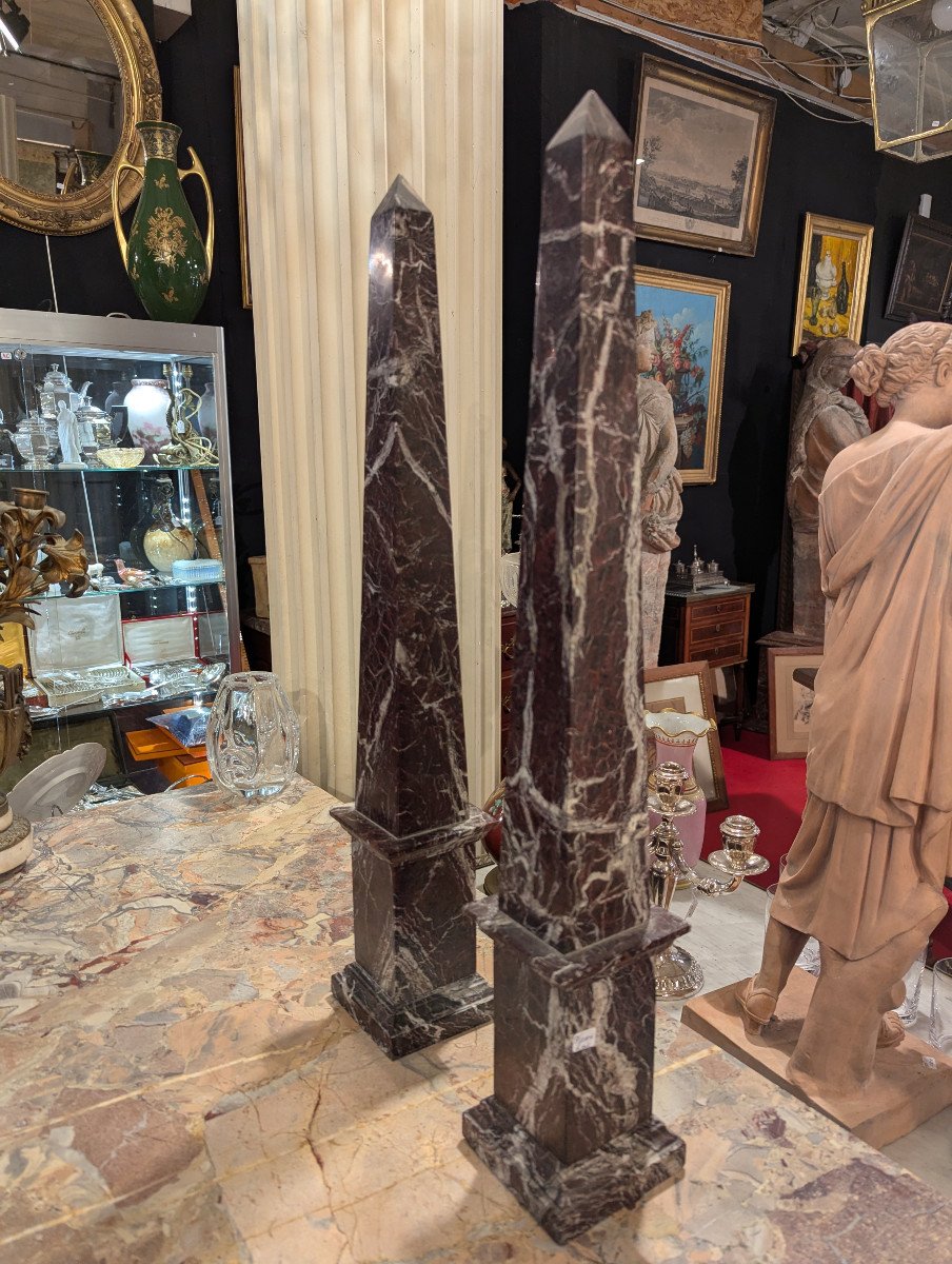 Pair Of Red Marble Obelisks-photo-2