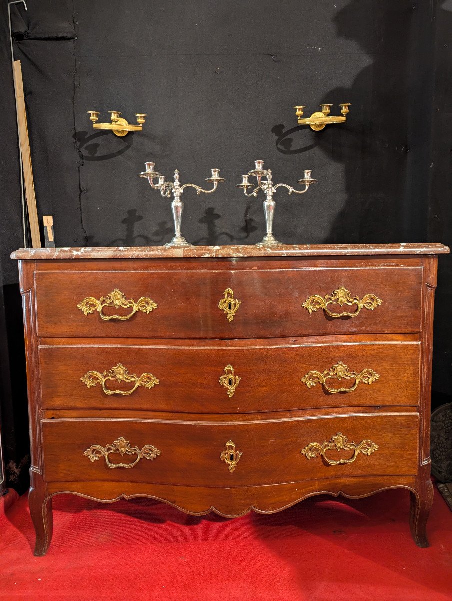 Commode Nantaise en Acajou d'époque Louis XV-photo-1