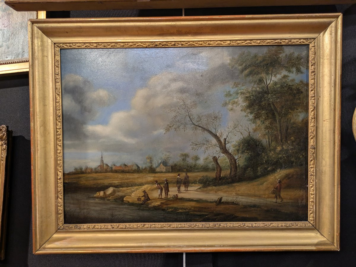 Pair Of Oils On Wood - 19th Century Countryside Landscapes-photo-2