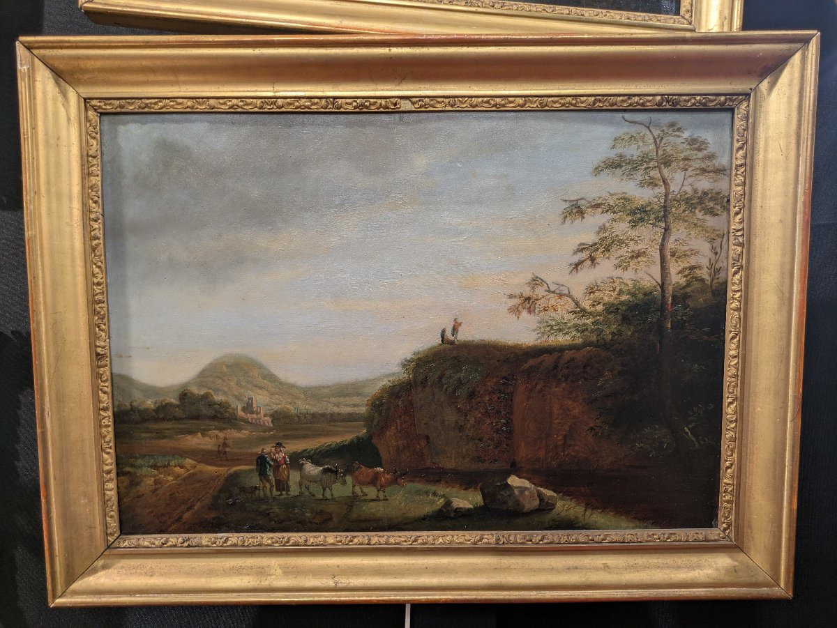 Pair Of Oils On Wood - 19th Century Countryside Landscapes-photo-4