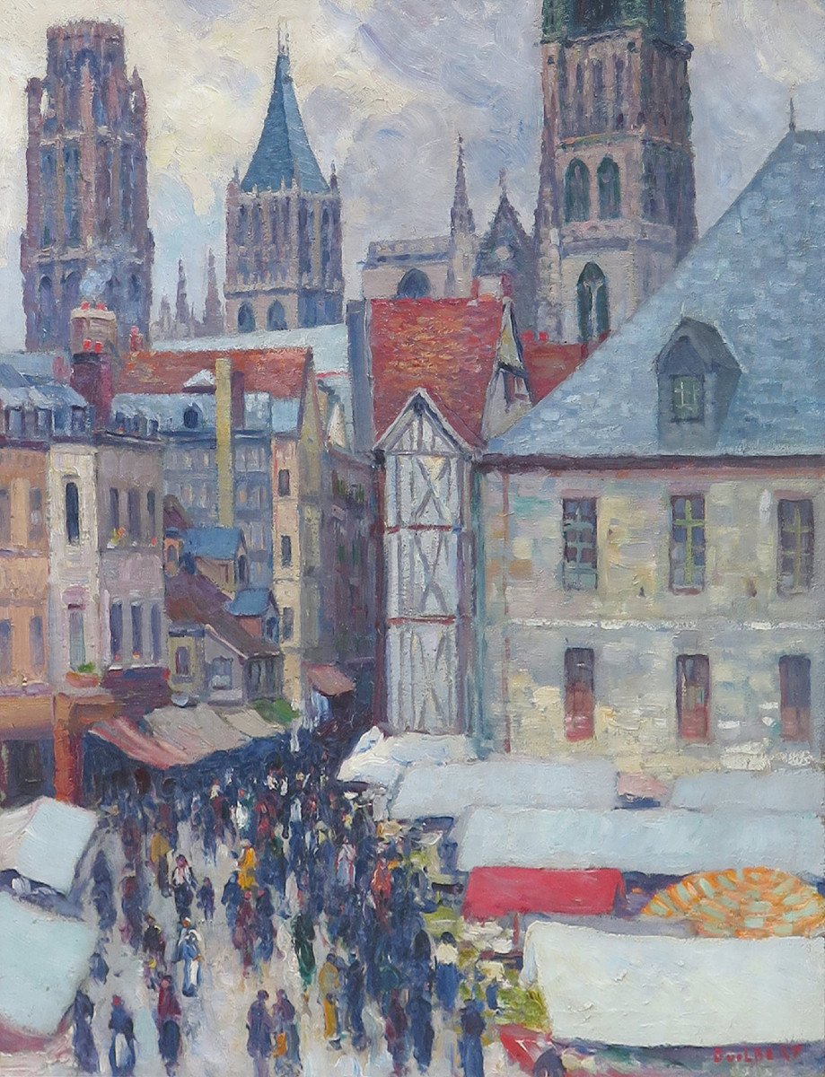 Place de la Haute-Vieille-Tour, jour de marché.