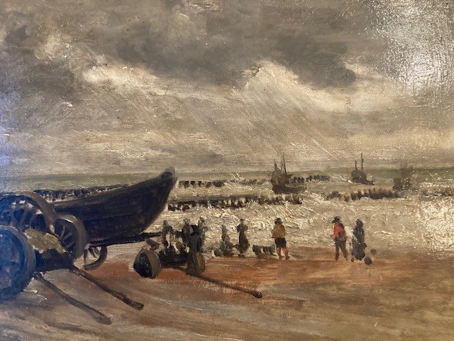 Henri Arden (1858 - 1917), Tempête sur la plage-photo-2