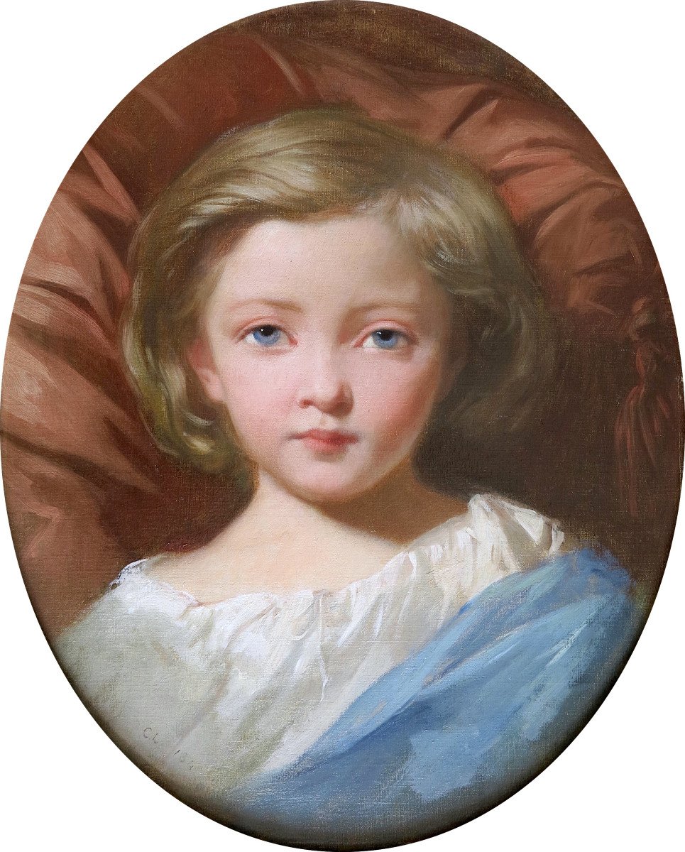 Charles Landelle (1821–1908) - Portrait Of A Child With Blue Eyes - Oil-photo-2