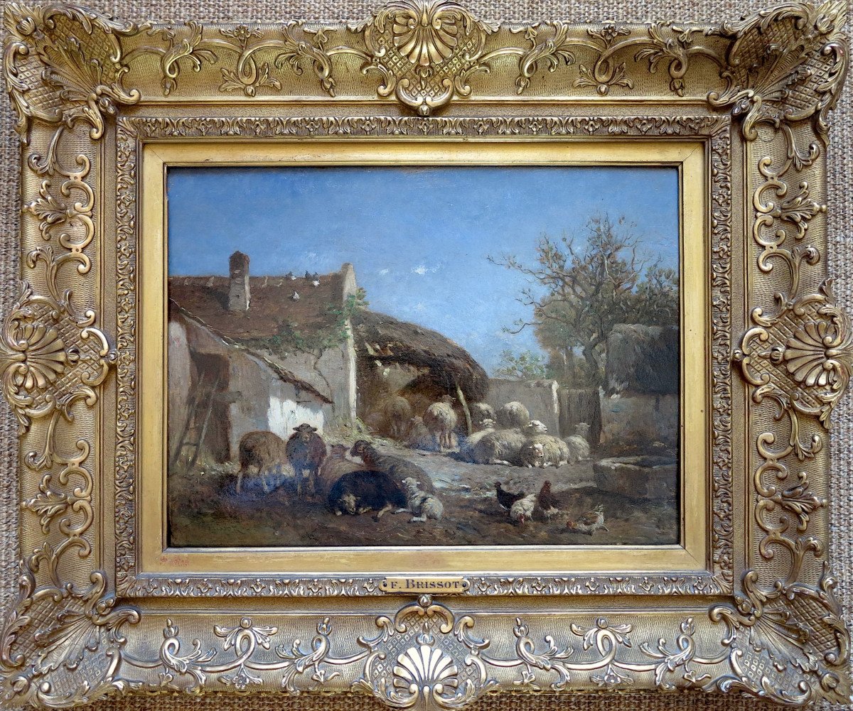 Félix Brissot de Warville (1818–1892) - Moutons à la bergerie - Huile