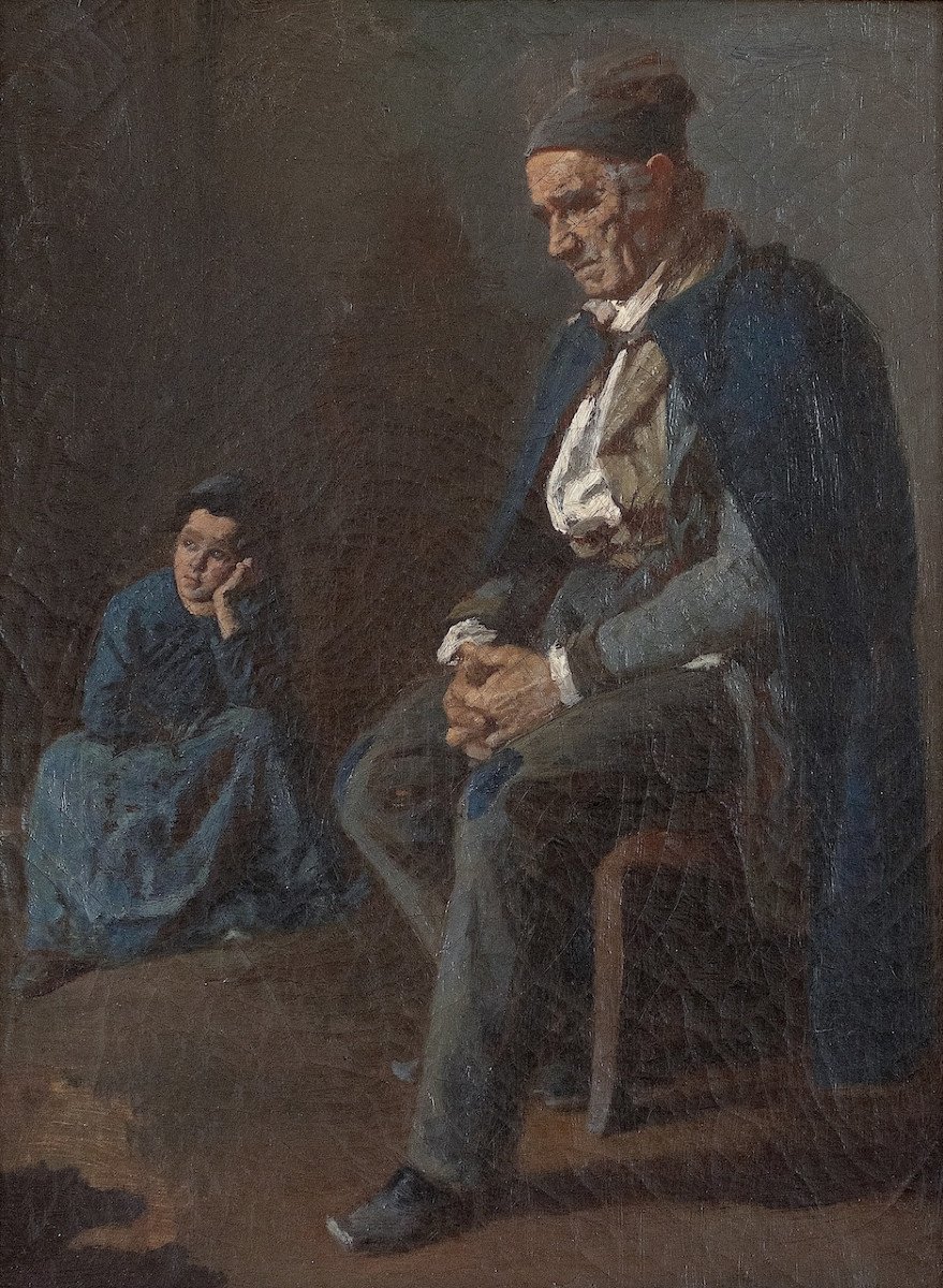 Entourage de Léon Lhermitte (1844-1925) - L’attente - Huile-photo-2