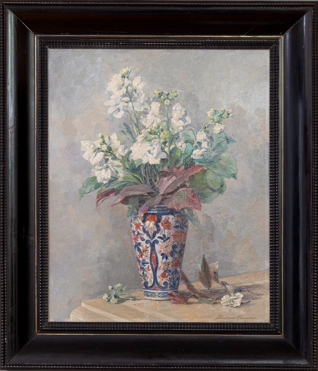 émilie Pauline Caspers (1865–1946) - Flowers In An Imari Vase - Oil