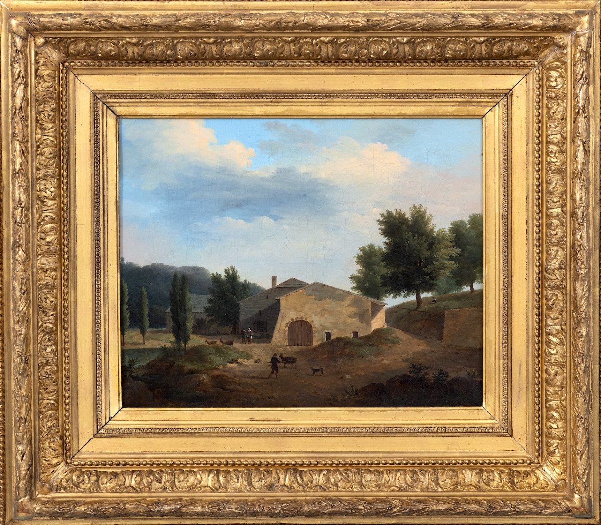 Attribué à Jean-François Demay (1798–1850) - Paysage à la ferme - Huile