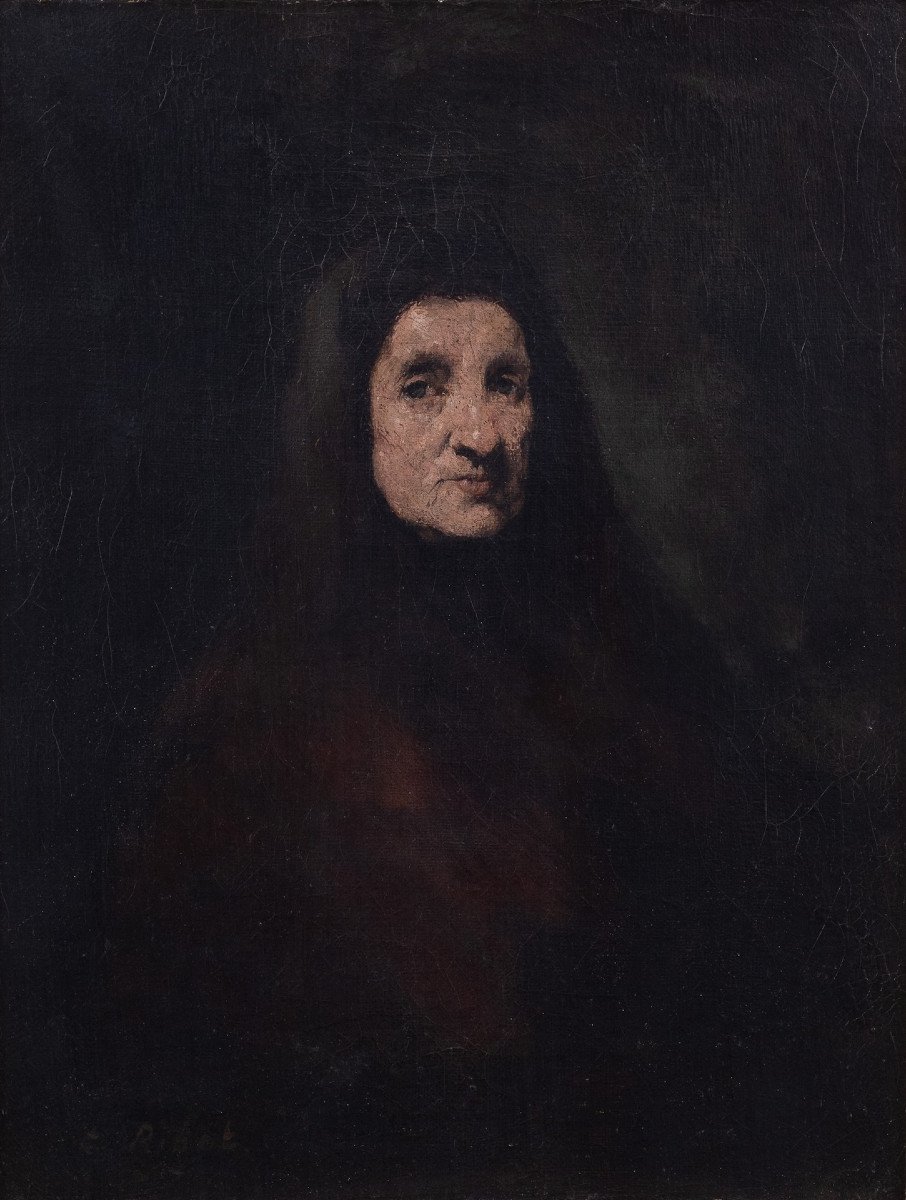 Théodule Ribot (1823–1891) - Portrait de la mère de l'artiste - Huile-photo-2