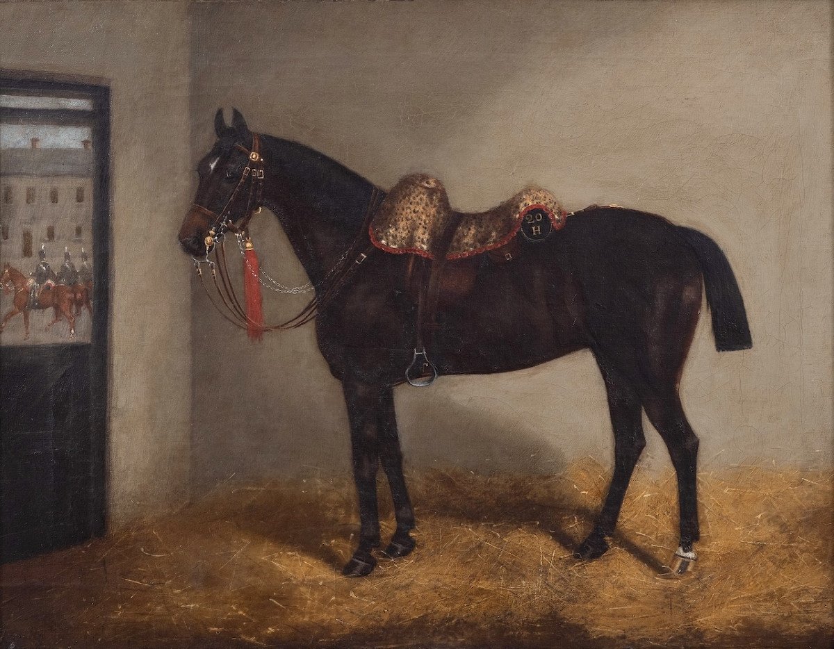 John Dalby (1810–1865) - Cheval du régiment du 20ème Hussards britannique - Huile-photo-2