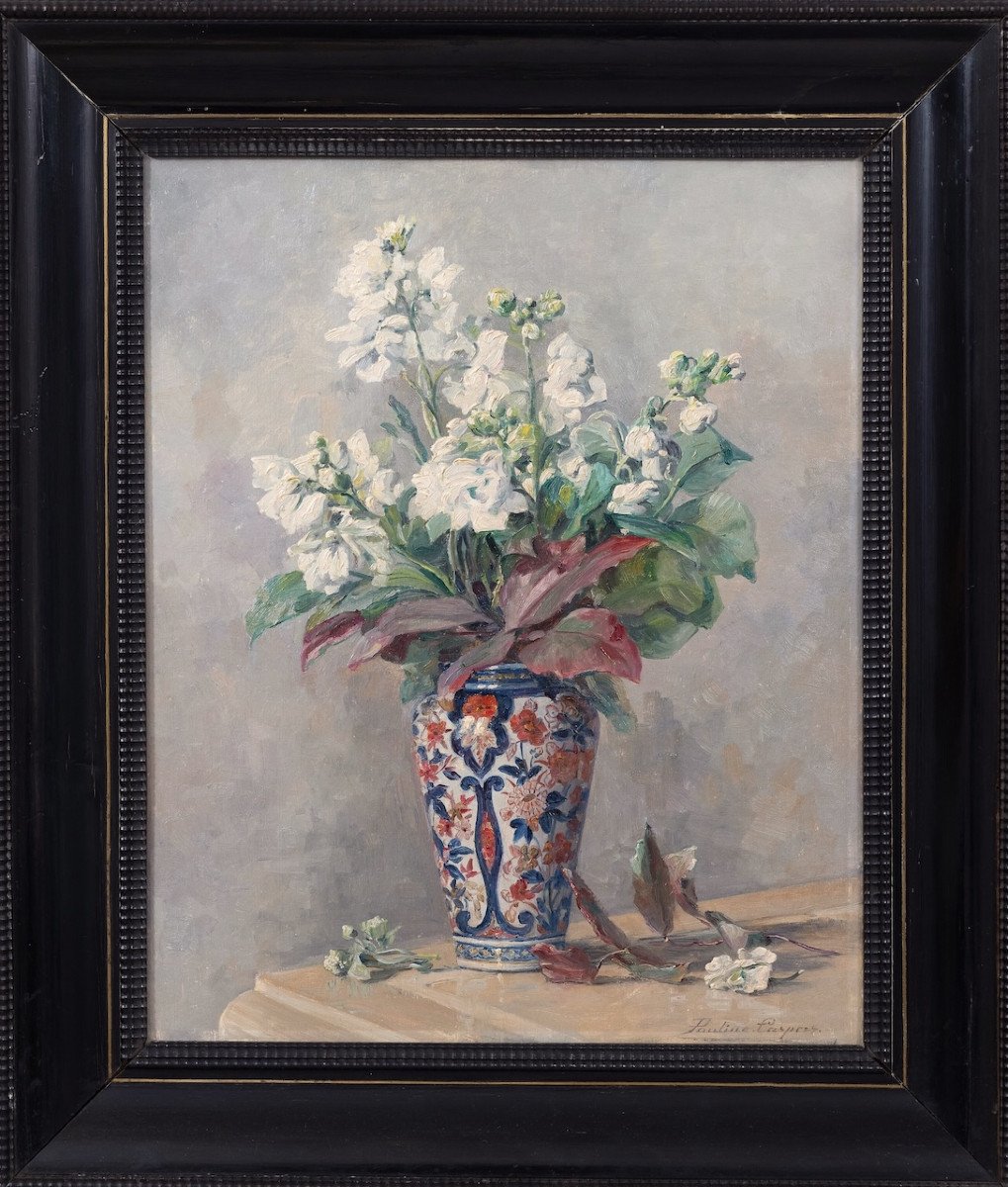 émilie Pauline Caspers (1865–1946) - Flowers In An Imari Vase - Oil