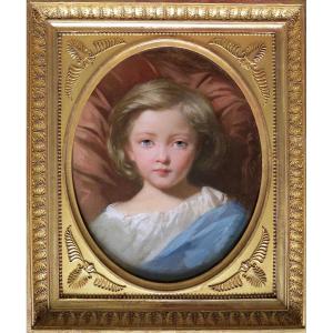 Charles Landelle (1821–1908) - Portrait d’enfant aux yeux bleus - Huile