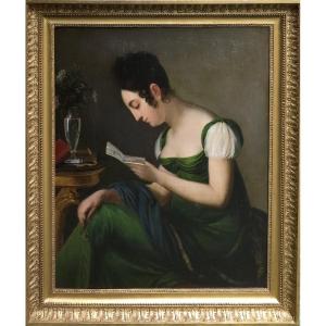 Louise Hersent, Born Mauduit (1784–1862) - A Young Woman Reading A Letter - Oil