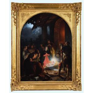 Félix Cottrau (1799–1852) - L’adoration des bergers - Huile