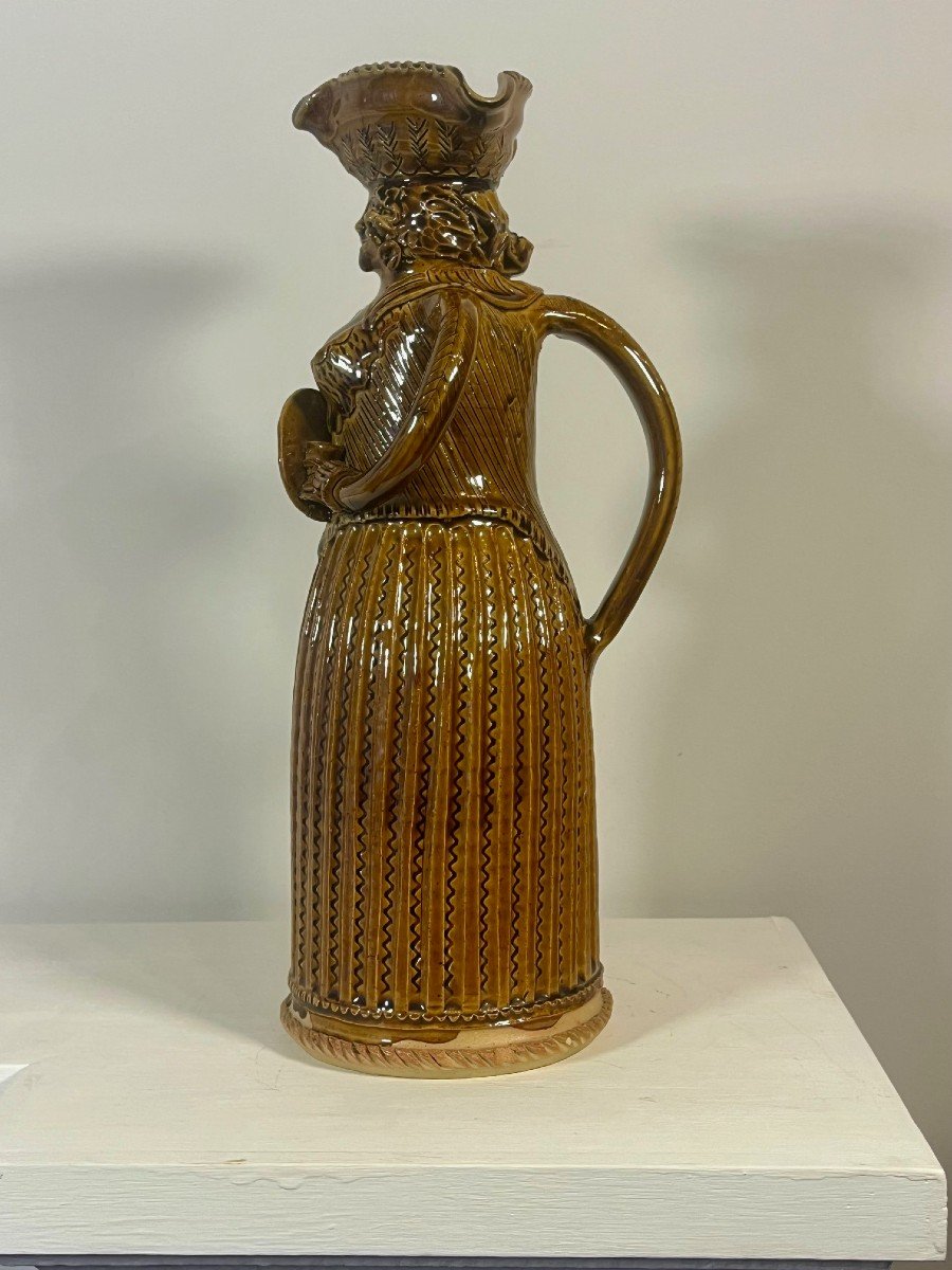 Marquise Pitcher In Glazed Earthenware, Amber Color. Creation Of The Potter Patrick Pernel, 20th-photo-2