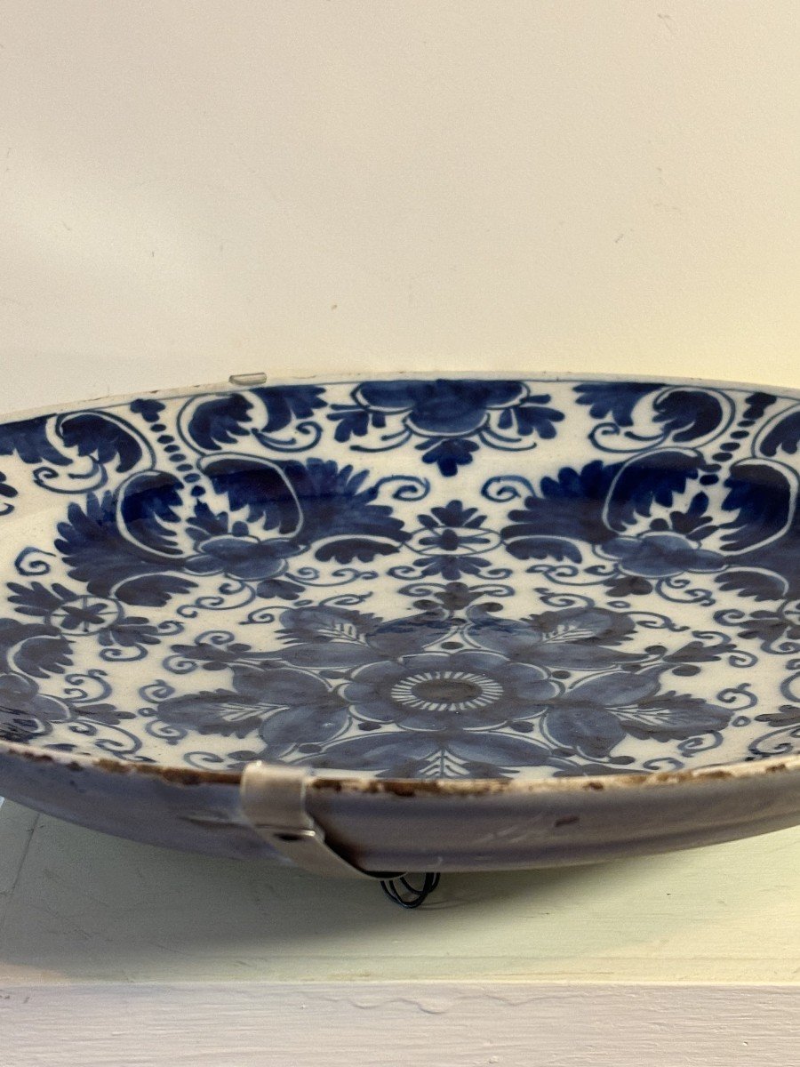 Large Round Dish Delft, Holland,18th Century-photo-1