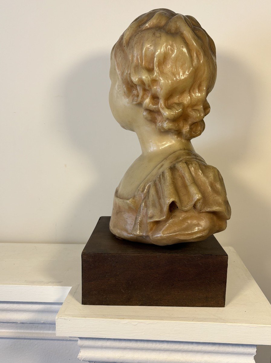 Buste En Cire représentant Anne Andeoud, d'Après Jean-Antoine Houdon, 20e Siècle-photo-3