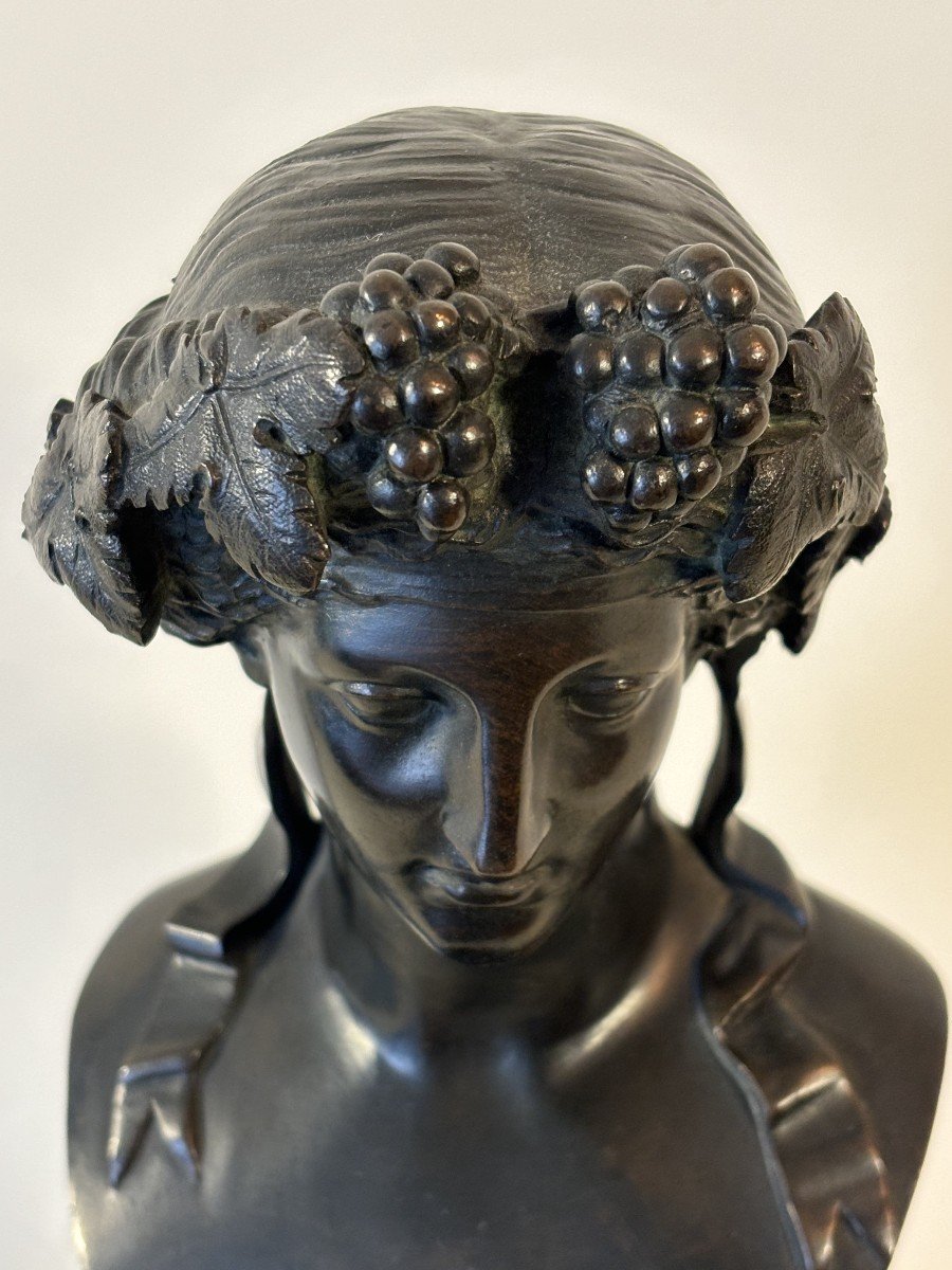 Two Bronze Bustes With Black Patina From Antique, 19th Century-photo-3