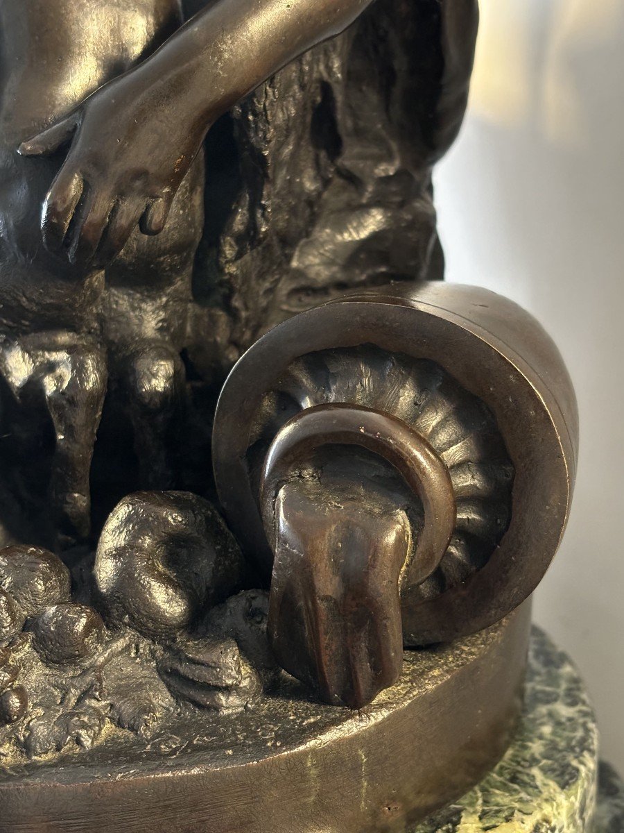 Bronze Group Representing A Fauna And Her Two Children, 19th Century, Signed Clodion-photo-5