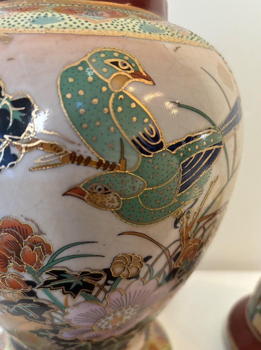 Japanese Satsuma With Bird And Flower Decor-photo-4