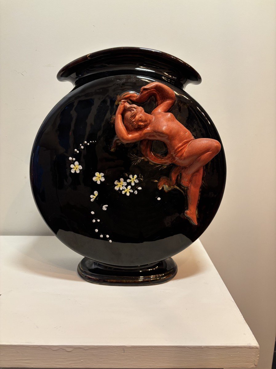 Glazed Earthenware Vase, Art Nouveau, Circa 1900-1920-photo-1