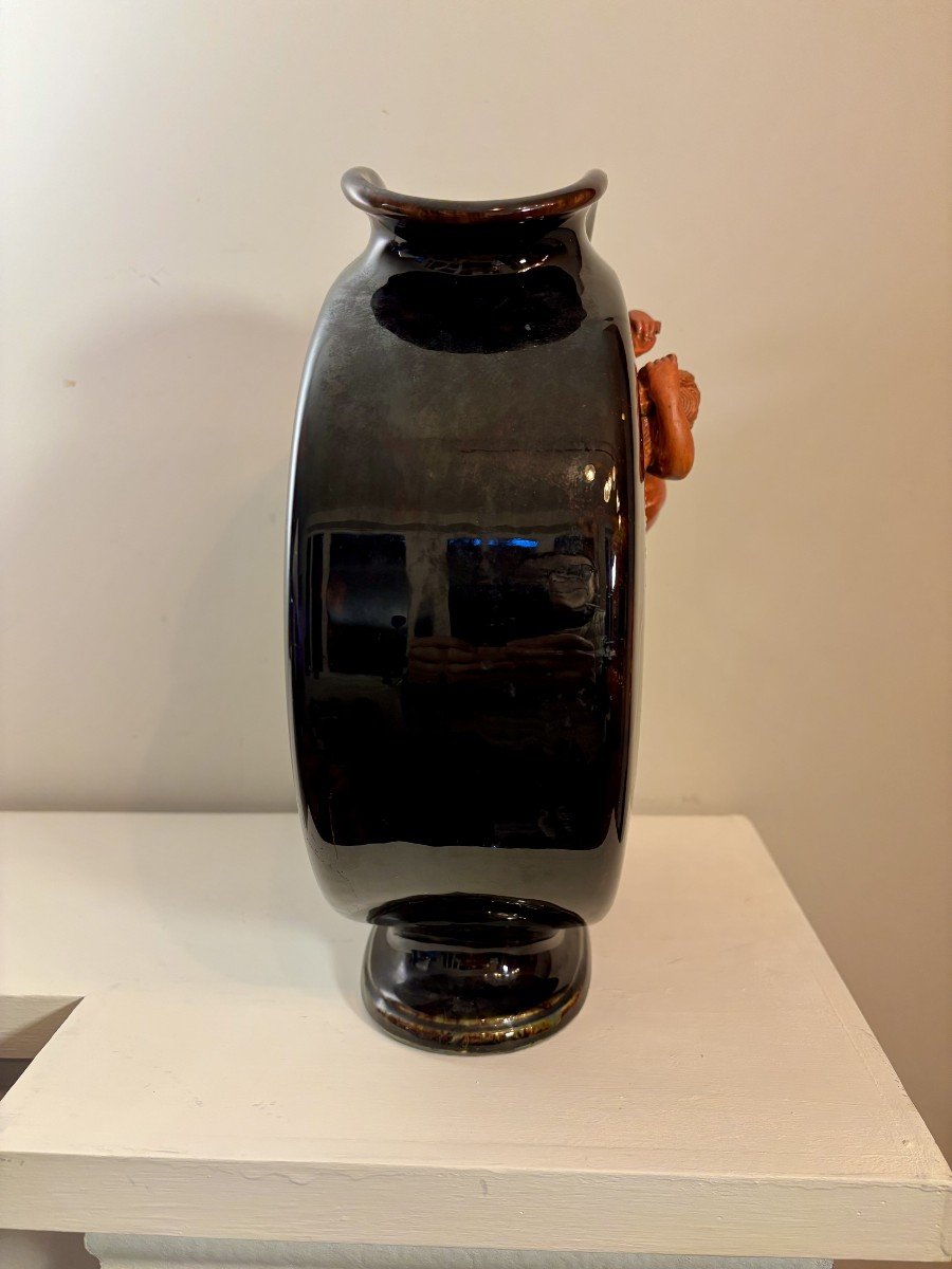 Glazed Earthenware Vase, Art Nouveau, Circa 1900-1920-photo-5