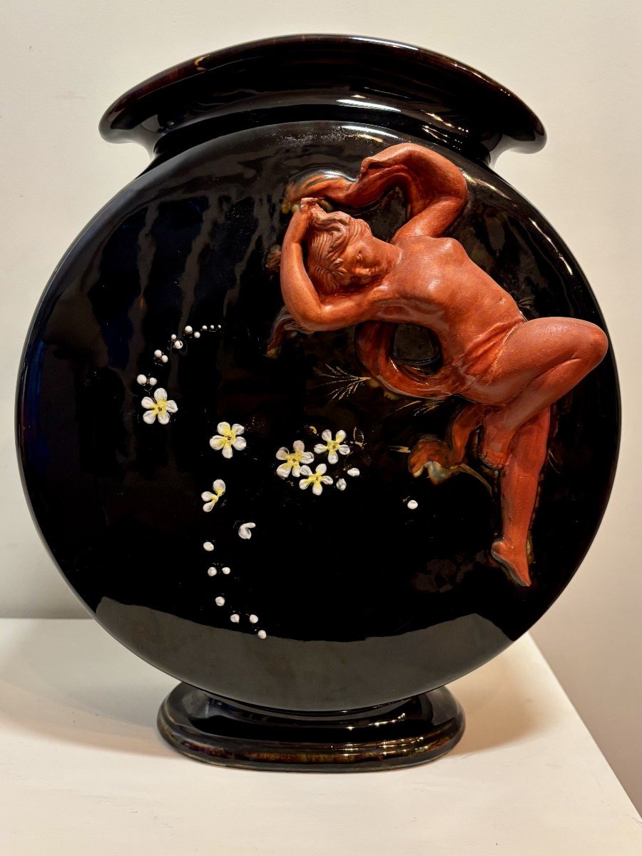 Glazed Earthenware Vase, Art Nouveau, Circa 1900-1920