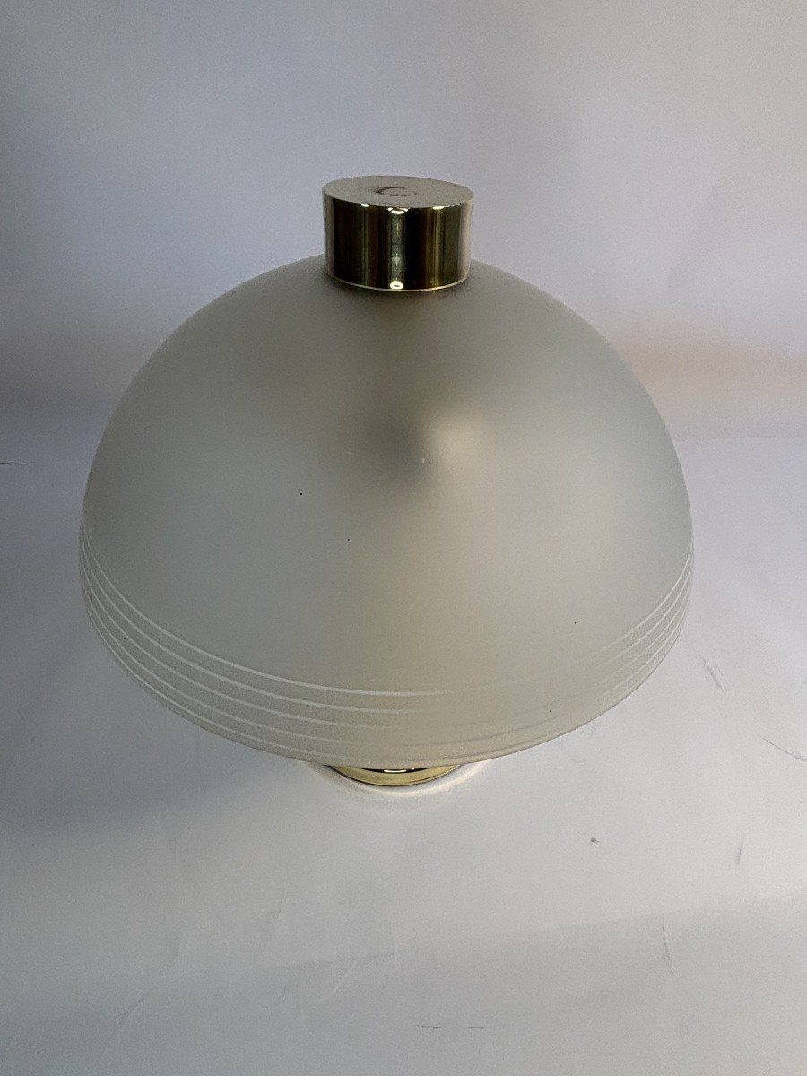 Lampe Vintage En Laiton Et Verre Dépoli - Deknudt, Belgique, Circa 1960-photo-2