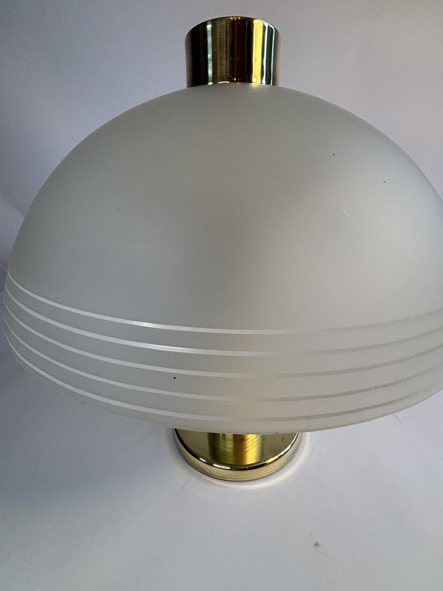 Lampe Vintage En Laiton Et Verre Dépoli - Deknudt, Belgique, Circa 1960-photo-7