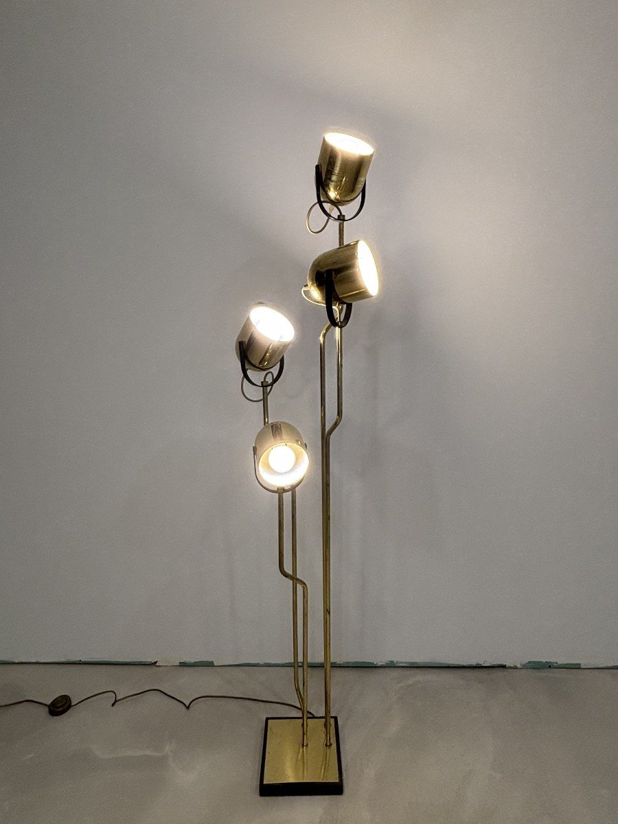 Goffredo Reggiani, Lampadaire Modèle « Four Heads » En Laiton, Italie, Circa 197