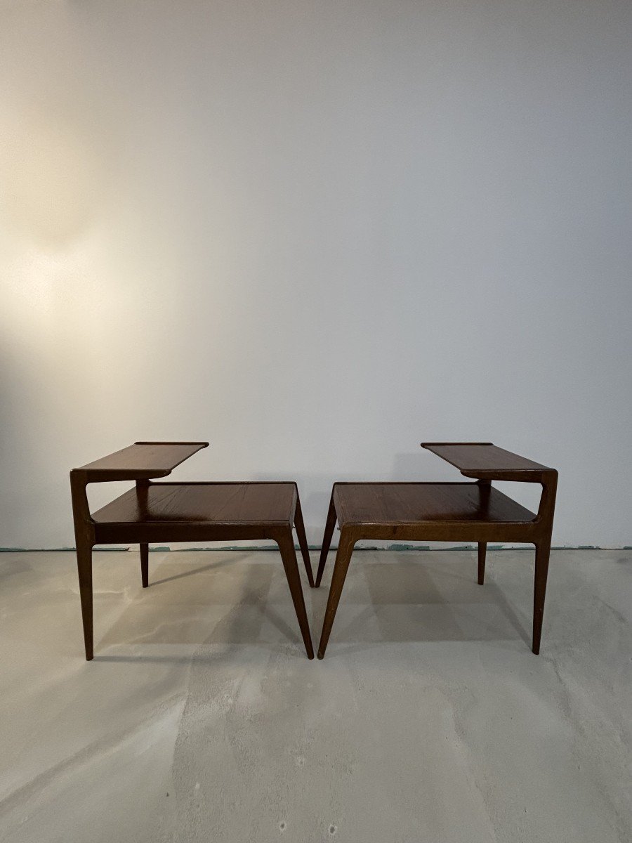 Kurst Ostervig (1912–1986), Pair Of Two-top Teak Side Tables. Denmark, 20th Century -photo-3