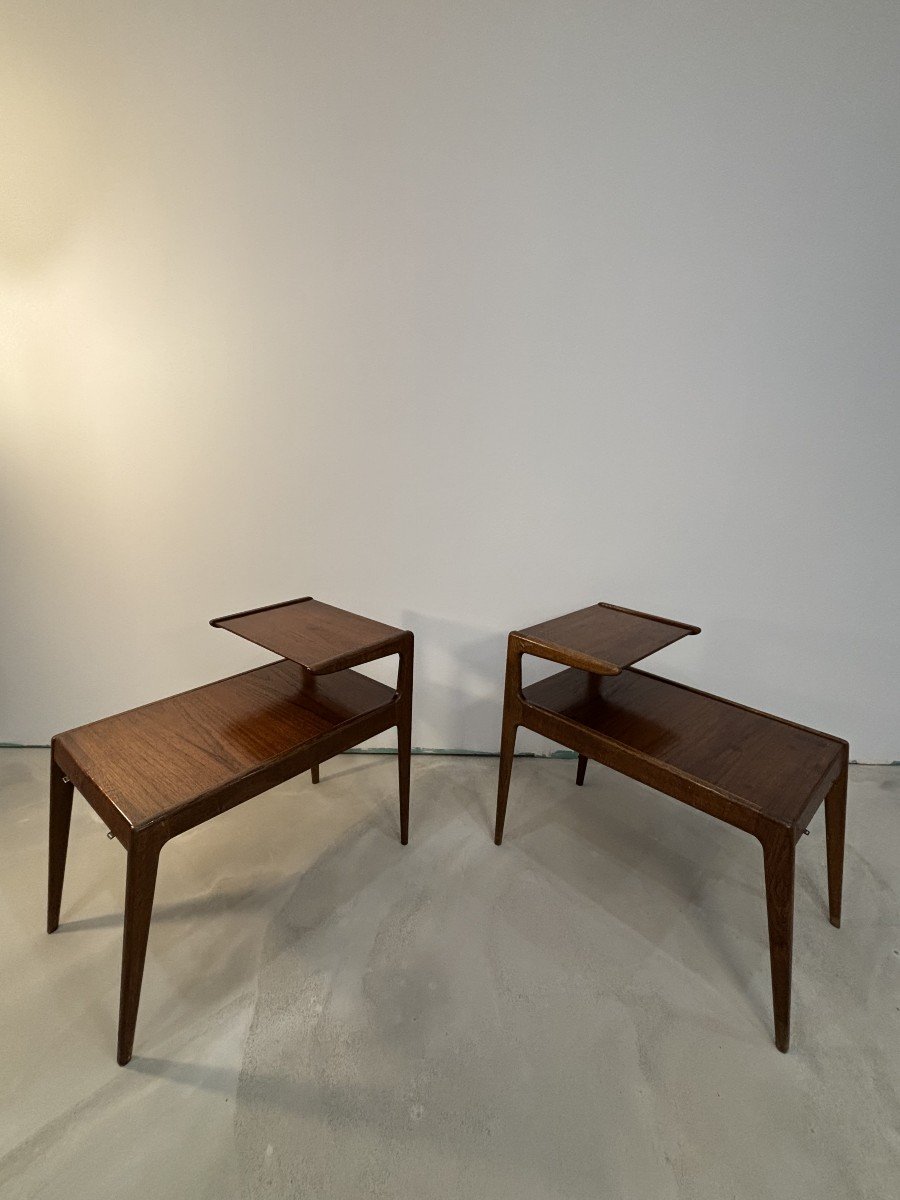 Kurst Ostervig (1912–1986), Pair Of Two-top Teak Side Tables. Denmark, 20th Century -photo-4