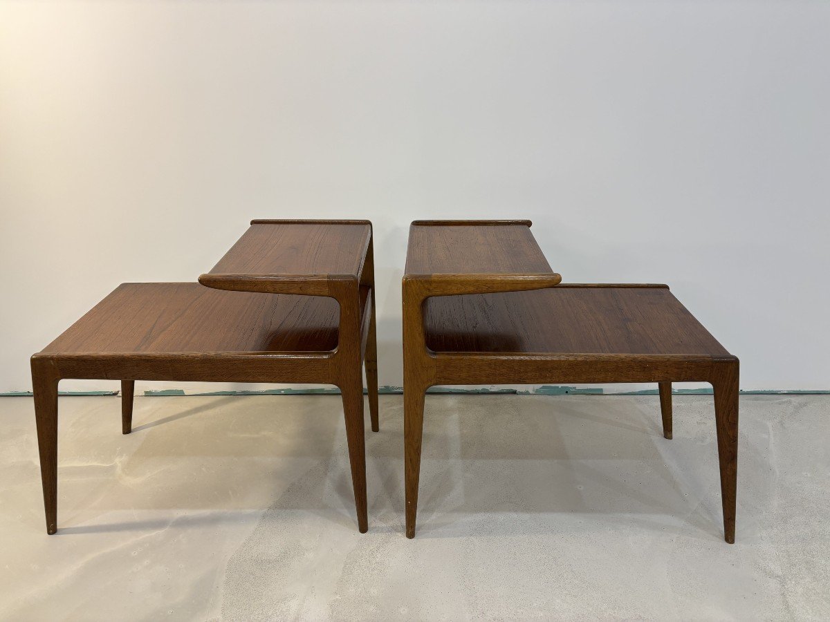 Kurst Ostervig (1912–1986), Pair Of Two-top Teak Side Tables. Denmark, 20th Century 