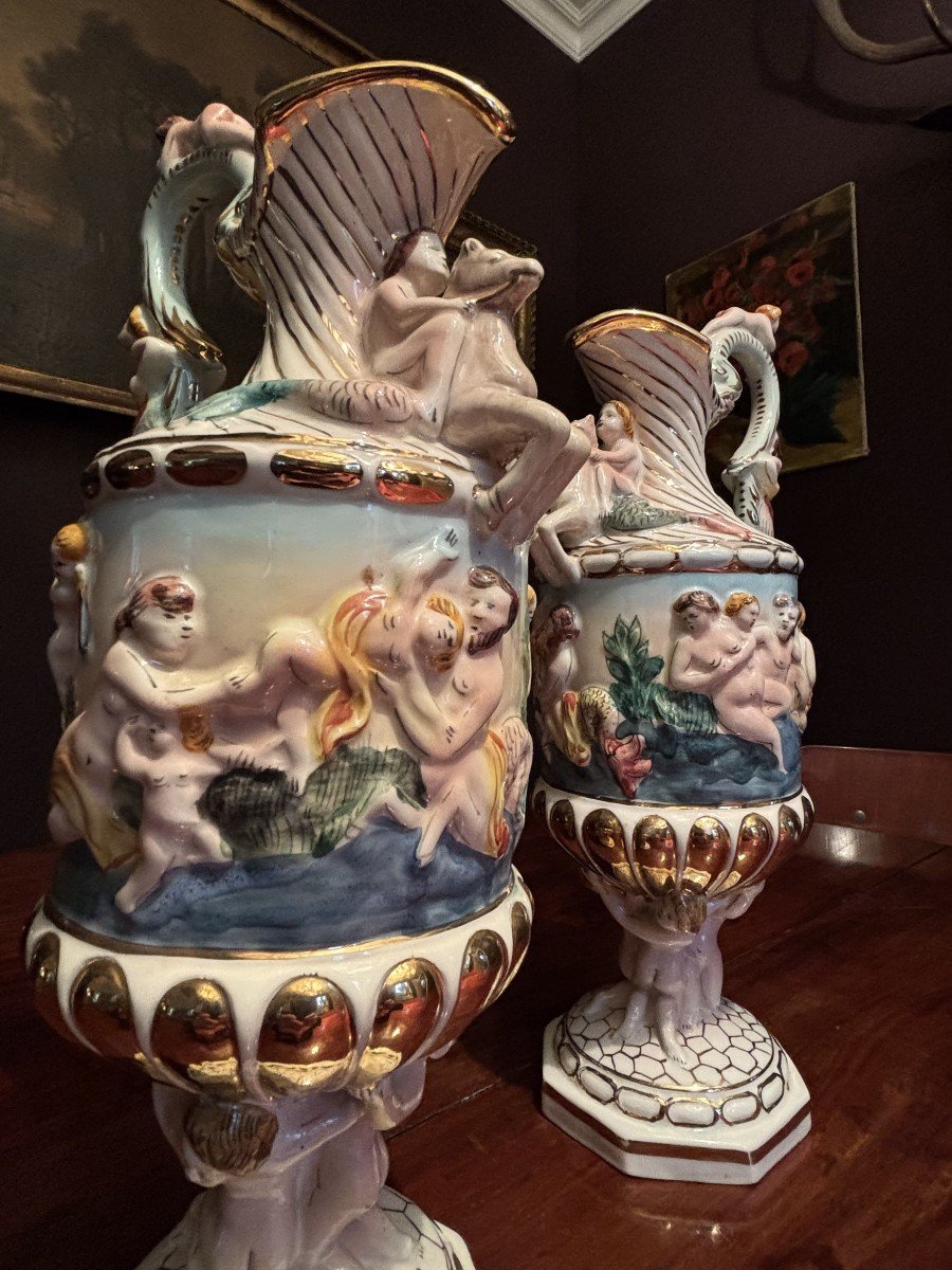 Paire De Pichets Décoratifs Capodimonte