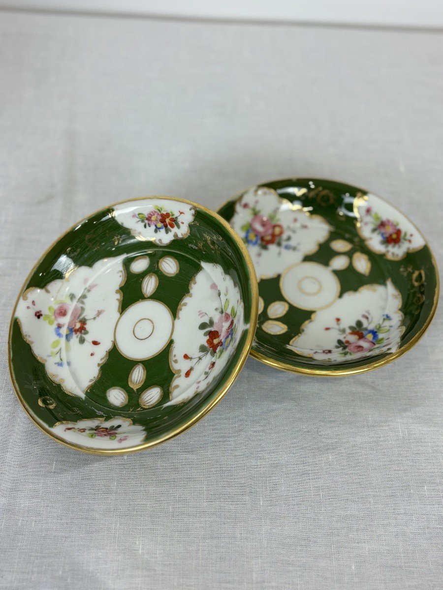 Pair Of Paris Porcelain Planters With Green Ground And Floral And Gold Motifs, 19th Century-photo-8