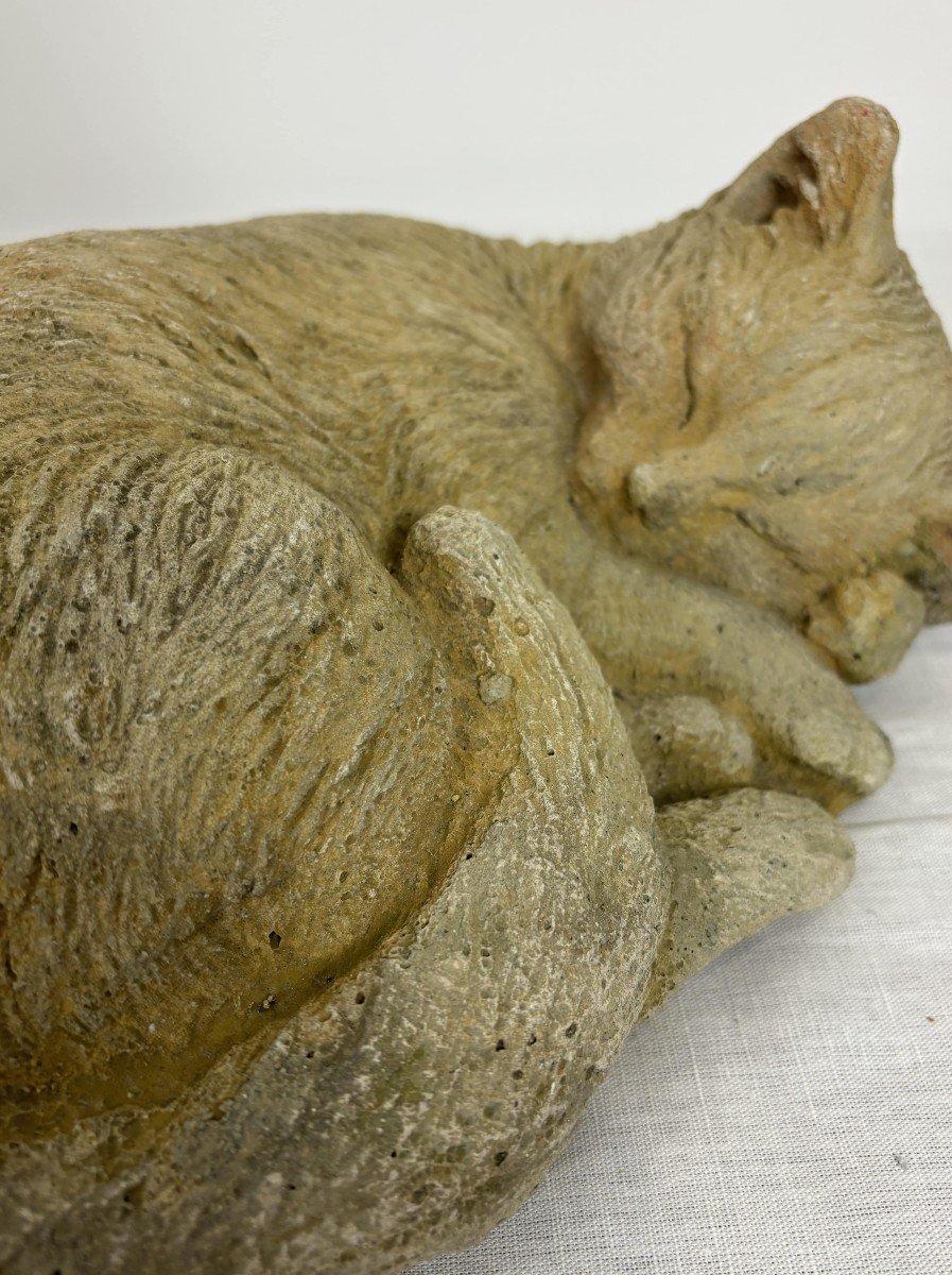 Rognes Stone Sculpture - Sleeping Cat By Danilo - France-photo-2