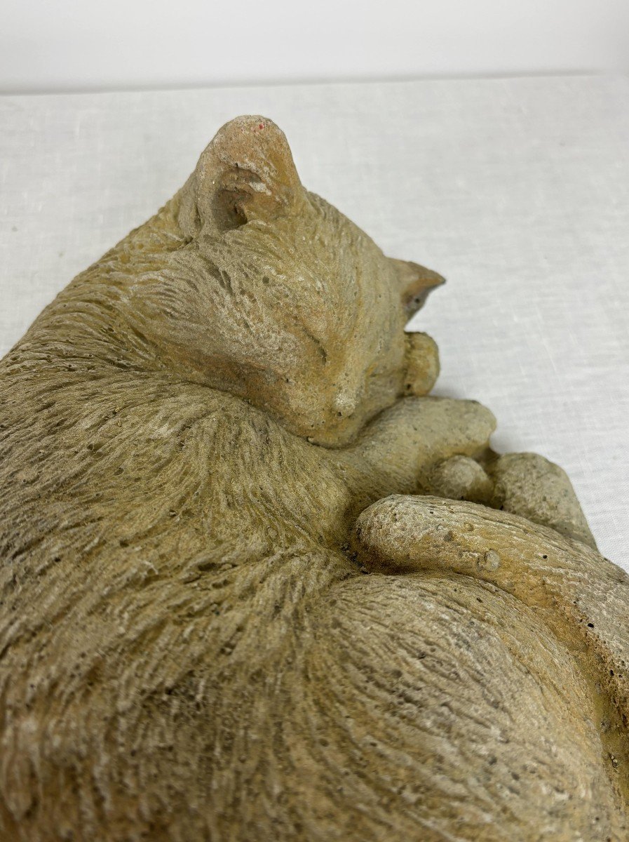 Rognes Stone Sculpture - Sleeping Cat By Danilo - France-photo-3