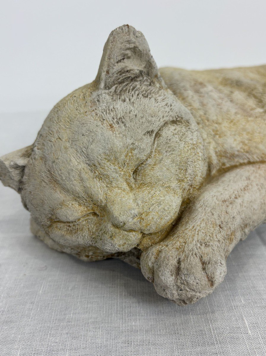 Rognes Stone Sculpture - Lying Cat By Danilo - France-photo-1