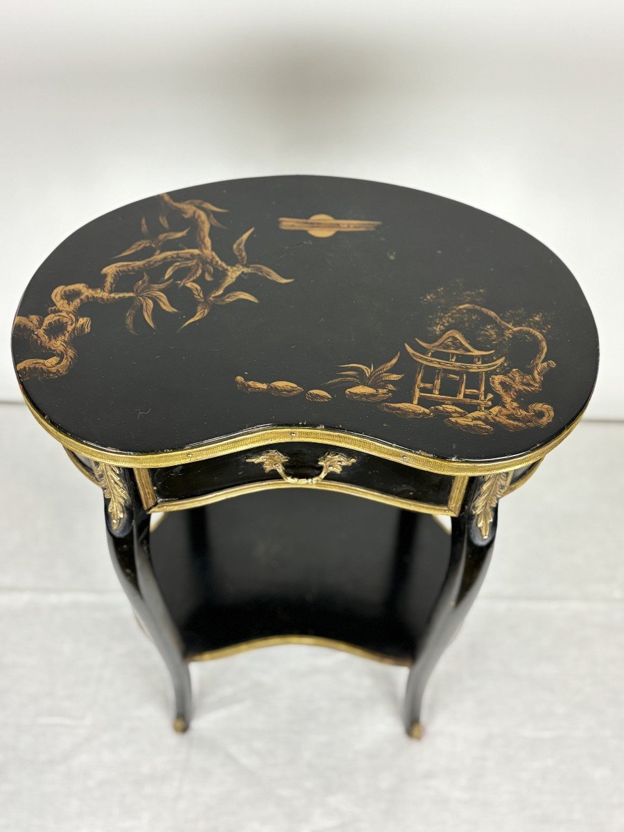 Table Rognon En Bois Laqué Noir, Napoléon III, 19e Siècle-photo-2