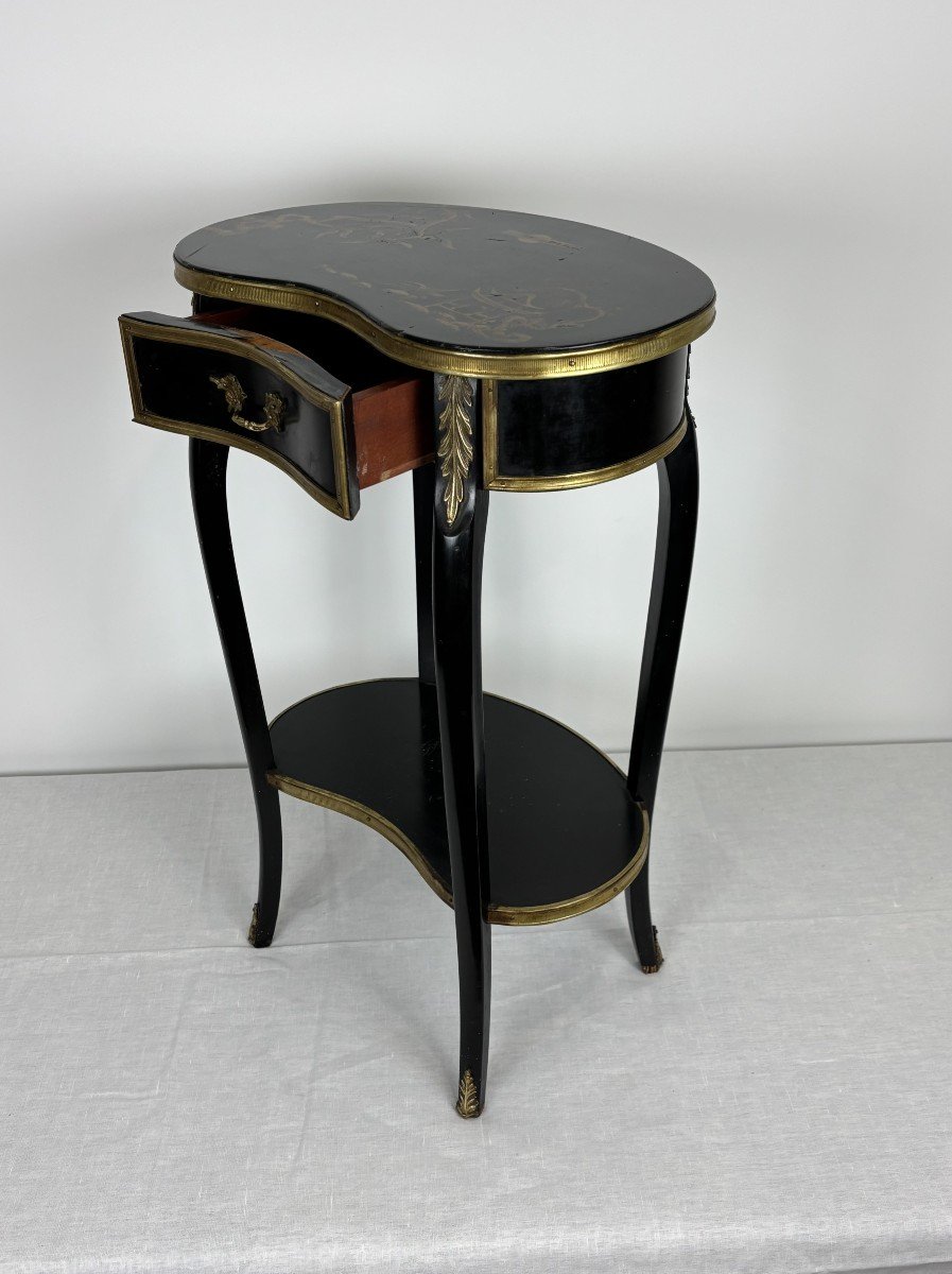 Table Rognon En Bois Laqué Noir, Napoléon III, 19e Siècle-photo-3