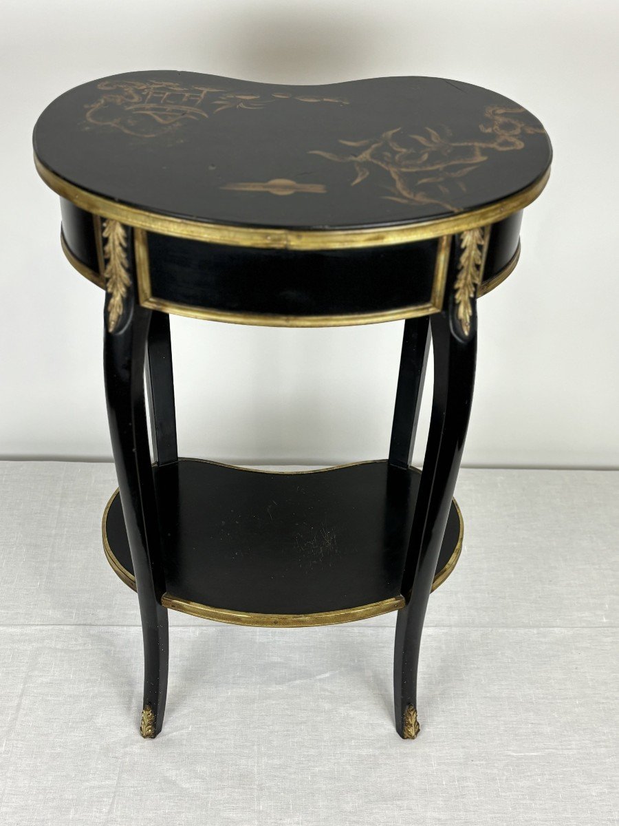 Table Rognon En Bois Laqué Noir, Napoléon III, 19e Siècle-photo-4