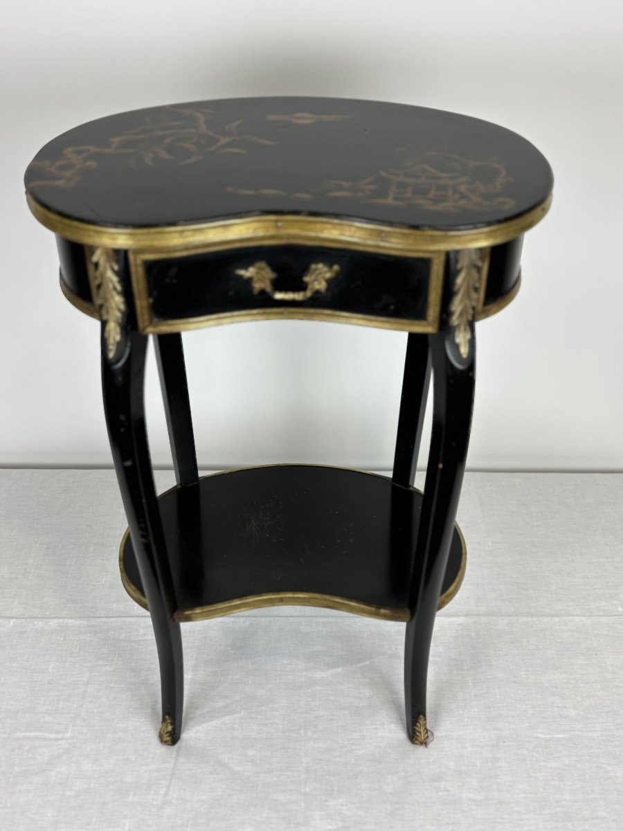 Table Rognon En Bois Laqué Noir, Napoléon III, 19e Siècle-photo-4