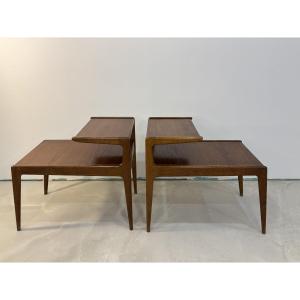 Kurt Ostervig (1912–1986), Paire De Tables d'Appoint à Deux Plateaux En Teck. Danemark, XXe 