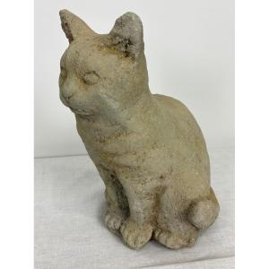 Rognes Stone Sculpture - Sitting Cat By Danilo - France