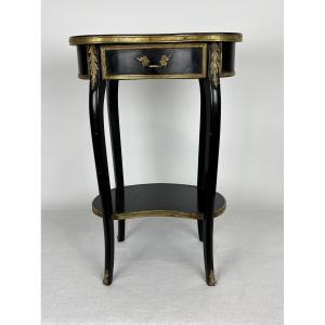 Table Rognon En Bois Laqué Noir, Napoléon III, 19e Siècle