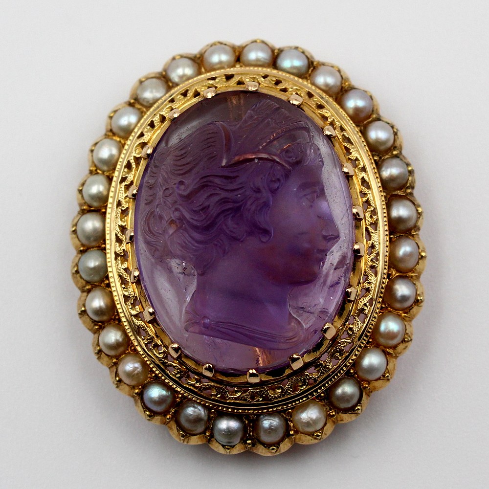 Cameo Pin On Amethyst By Amand Dufet (1843/1849)